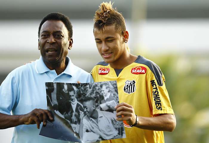 Brazil legend Pele pictured (left) with Neymar in 2011